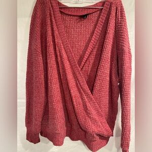 Torrid Red V-Neck Wrap Sweater